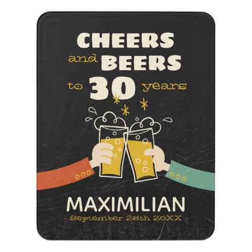 Cheers And Beers To 30 Years Toast Retro Birthday Door Sign