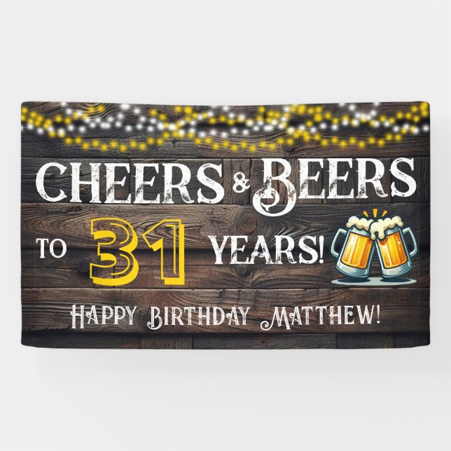 Cheers and Beers to 31 Years Birthday Party Banner (Horizontal)