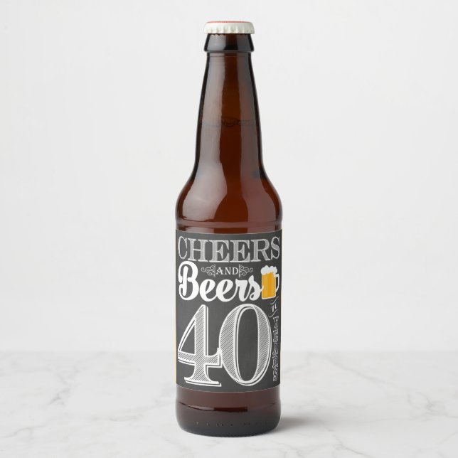 Cheers and Beers to 40 Years Beer Bottle Label (Front)