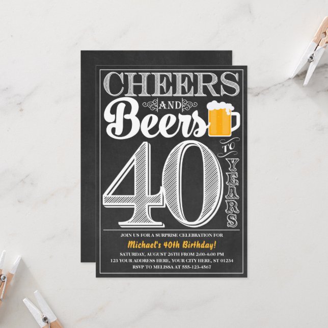 Cheers and Beers to 40 Years Birthday Invitation | Zazzle cheers-and-beers-to-40-years-birthday-invitation-zazzle