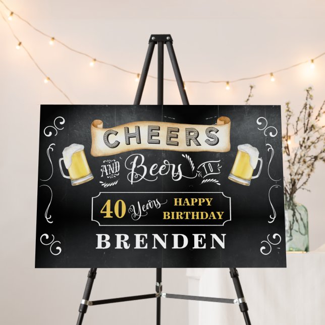 Cheers and Beers to 40 Years Birthday Party Foam Board (In Situ (Stand))