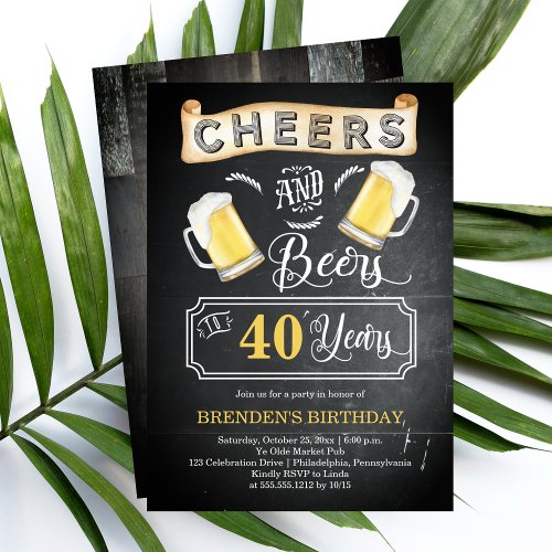 Cheers and Beers to 40 Years Birthday Party Invitation