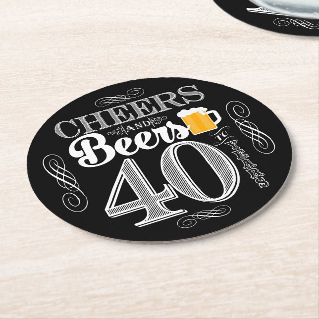 Cheers and Beers to 40 Years Drink Coasters (Angled)