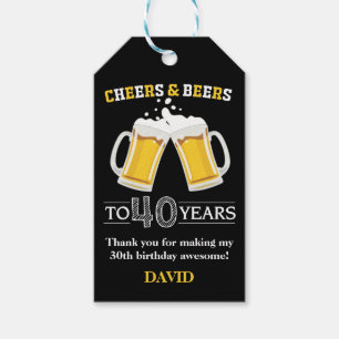 Cheers and Beers to 40 Years Gift Tags