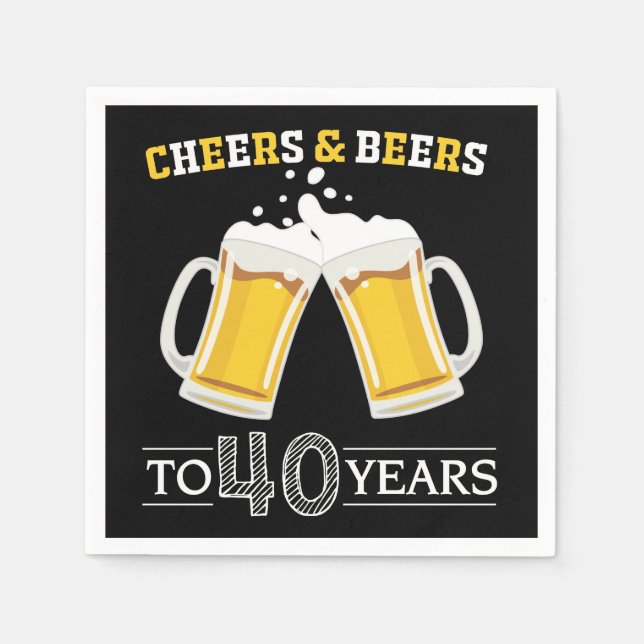 Cheers and Beers to 40 Years Napkins (Front)