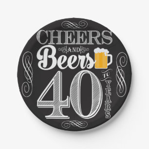 Cheers and Beers to 40 Years Paper Plates 7"