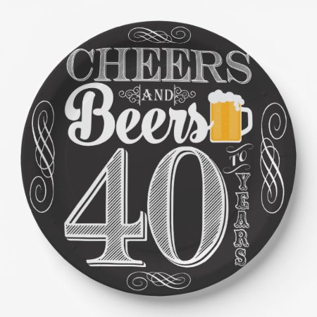 Cheers And Beers To 40 Years Paper Plates 9"