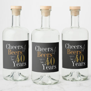 Cheers and beers to 40 years party favor liquor bottle label