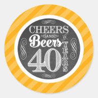 Cheers and Beers to 40 Years Round Stickers Labels