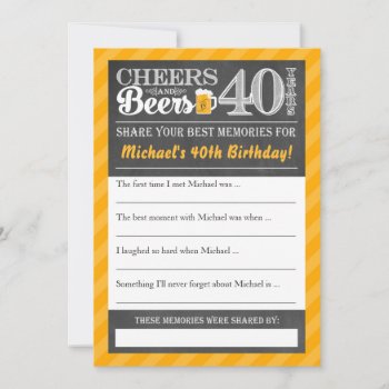 Cheers And Beers To 40 Years • Share A Memory Card by PuggyPrints at Zazzle
