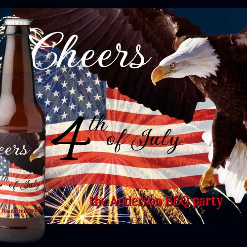 Cheers and Beers to 4th of July Beer Bottle Label