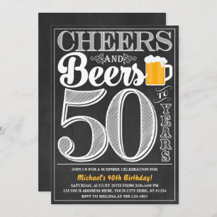 Cheers and Beers to 50 Years Birthday Invitation
