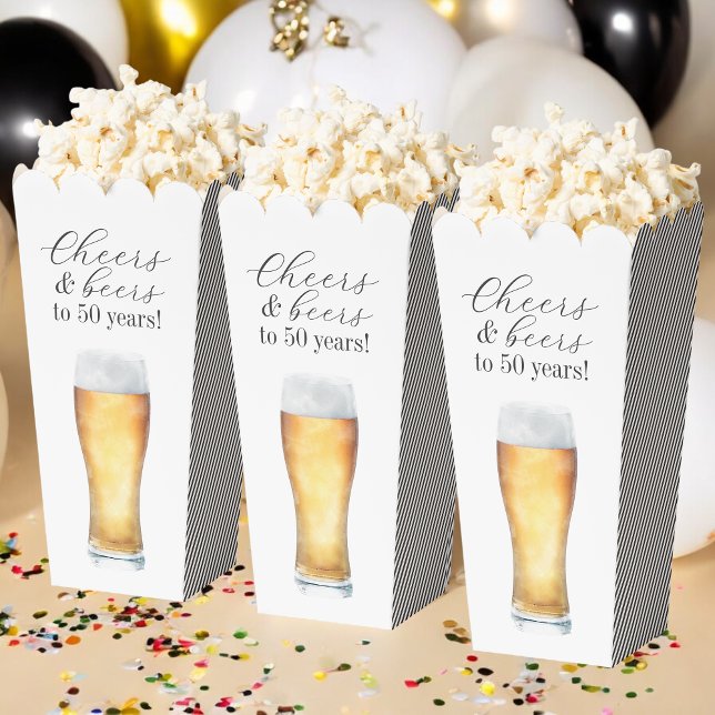 Cheers and Beers to 50 Years Birthday Party Favor Boxes (Creator Uploaded)
