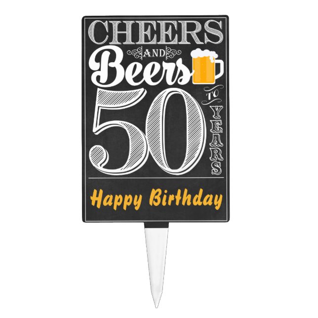 Cheers and Beers to 50 Years Cakepick (Front)