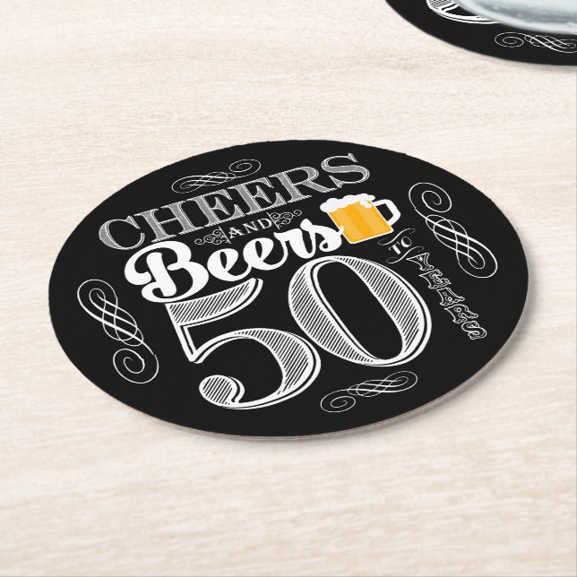 Cheers and Beers to 50 Years Drink Coasters (Angled)