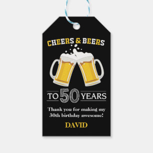 Cheers and Beers to 50 Years Gift Tags