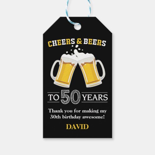 Cheers and Beers to 50 Years Gift Tags