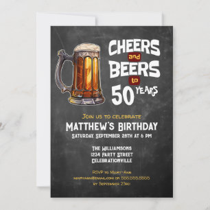 Cheers And Beers To 50 Years Rustic Birthday Party Invitation