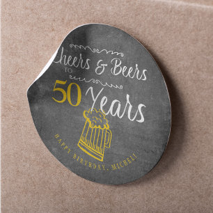 Cheers and beers to 50 years typography birthday classic round sticker