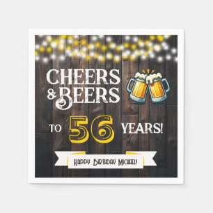 Cheers and Beers to 56 Years Rustic Birthday Party Napkins
