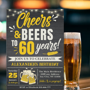 Cheers and Beers to 60 Years, Beer-Themed  Invitation