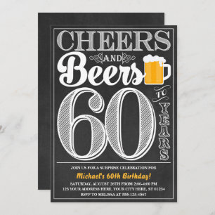 Cheers and Beers to 60 Years Birthday Invitation
