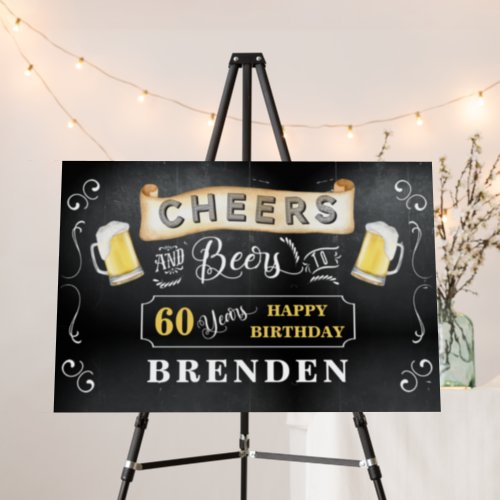 Cheers and Beers to 60 Years Birthday Party Foam Board