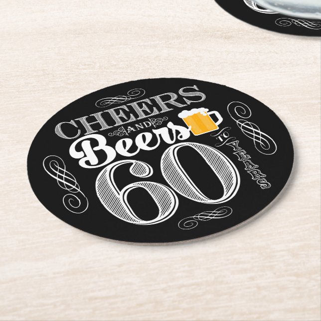 Cheers and Beers to 60 Years Drink Coasters (Angled)
