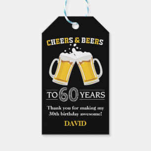 Cheers and Beers to 60 Years Gift Tags
