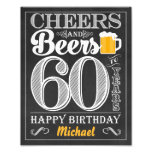 Cheers And Beers To 60 Years Happy Birthday Sign at Zazzle