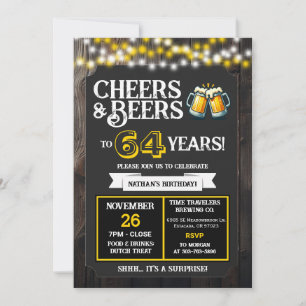 Cheers and Beers to 64 Years Surprise Brewery Invitation
