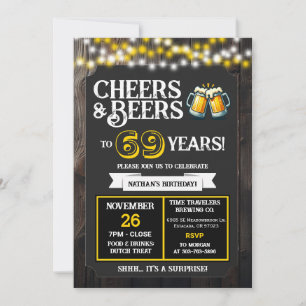 Cheers and Beers to 69 Years Surprise Brewery Invitation