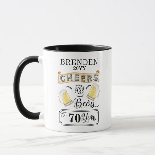 Cheers and Beers to 70 Years Birthday Mug