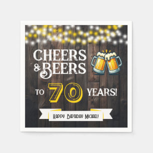 Cheers and Beers to 70 Years Rustic Birthday Party Napkins