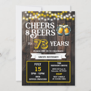 Cheers and Beers to 73 Years Backyard BBQ Birthday Invitation