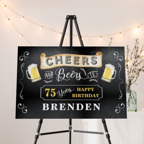 Cheers and Beers to 75 Years Birthday Party Foam Board