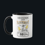 Cheers and Beers to 80 Years Birthday Mug<br><div class="desc">Celebrate your 80th Birthday in style with this rustic "Cheers and Beers" vintage barroom look design.  Composite design by Holiday Hearts Designs (rights reserved).</div>