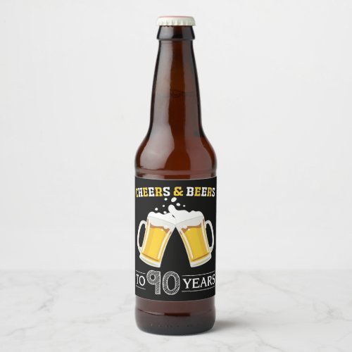 Cheers and Beers to 90 Years Beer Bottle Label