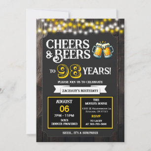 Cheers and Beers to 98 Years Surprise Backyard Invitation