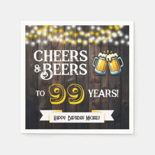 Cheers and Beers to 99 Years Rustic Birthday Party Napkins