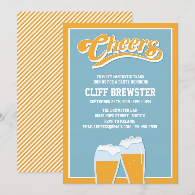 Cheers and Beers to Birthday Years Invitation (Front/Back)