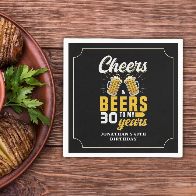 Cheers and Beers to my 30 Years, Any Birthday Napkins (Creator Uploaded)