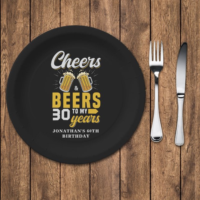 Cheers and Beers to my 30 Years, Any Birthday Paper Plates (Creator Uploaded)