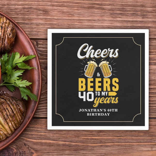 Cheers and Beers to my 40 Years, Any Birthday Napkins (Creator Uploaded)