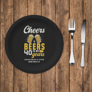 Cheers and Beers to my 40 Years, Any Birthday Paper Plates