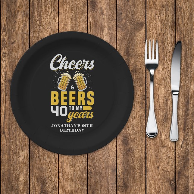Cheers and Beers to my 40 Years, Any Birthday Paper Plates (Creator Uploaded)