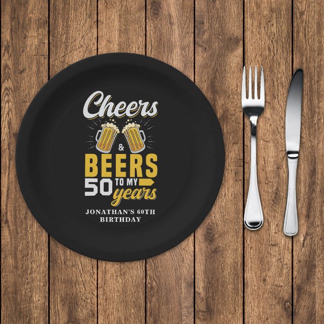 Cheers and Beers to my 50 Years, Any Birthday Paper Plates (Creator Uploaded)