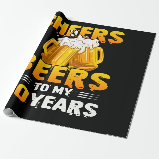 Cheers And Beers To My 60 Years 60th Birthday Gift Wrapping Paper (Unrolled)