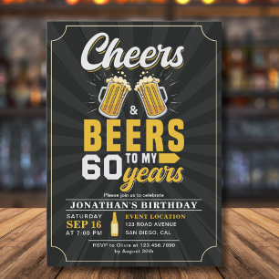 Cheers and Beers to my 60 Years Fun Birthday Invitation