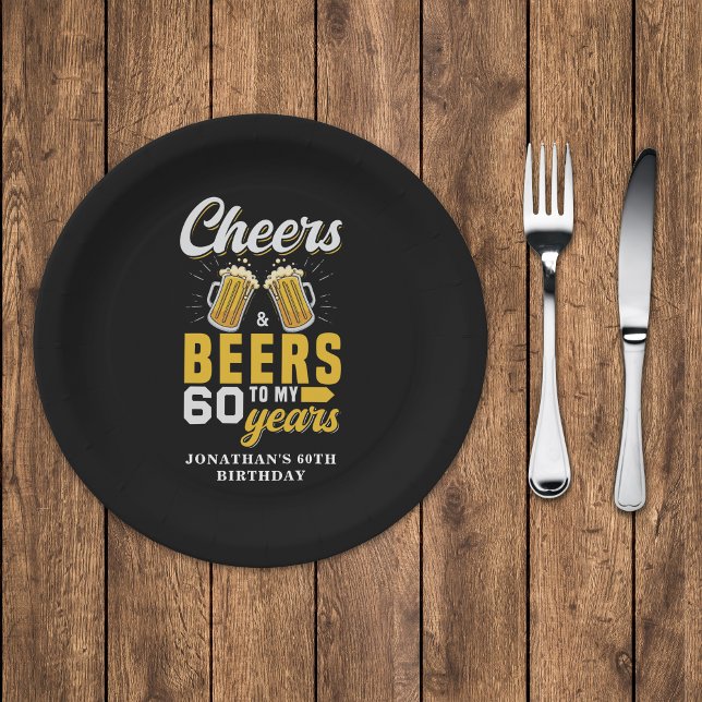 Cheers and Beers to my 60 Years, Fun Paper Plates (Creator Uploaded)